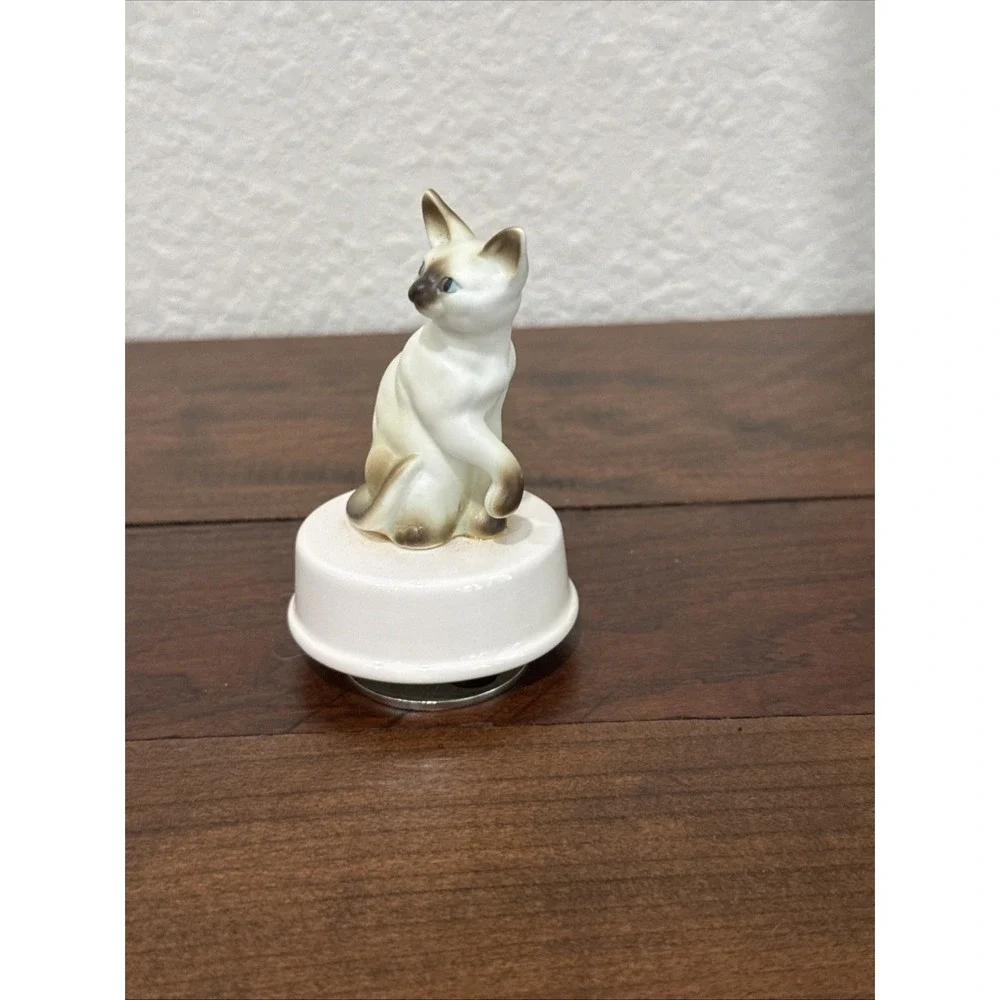 Vtg Siamese Cat Music Box Music Box Plays Memories Porcelain Japan